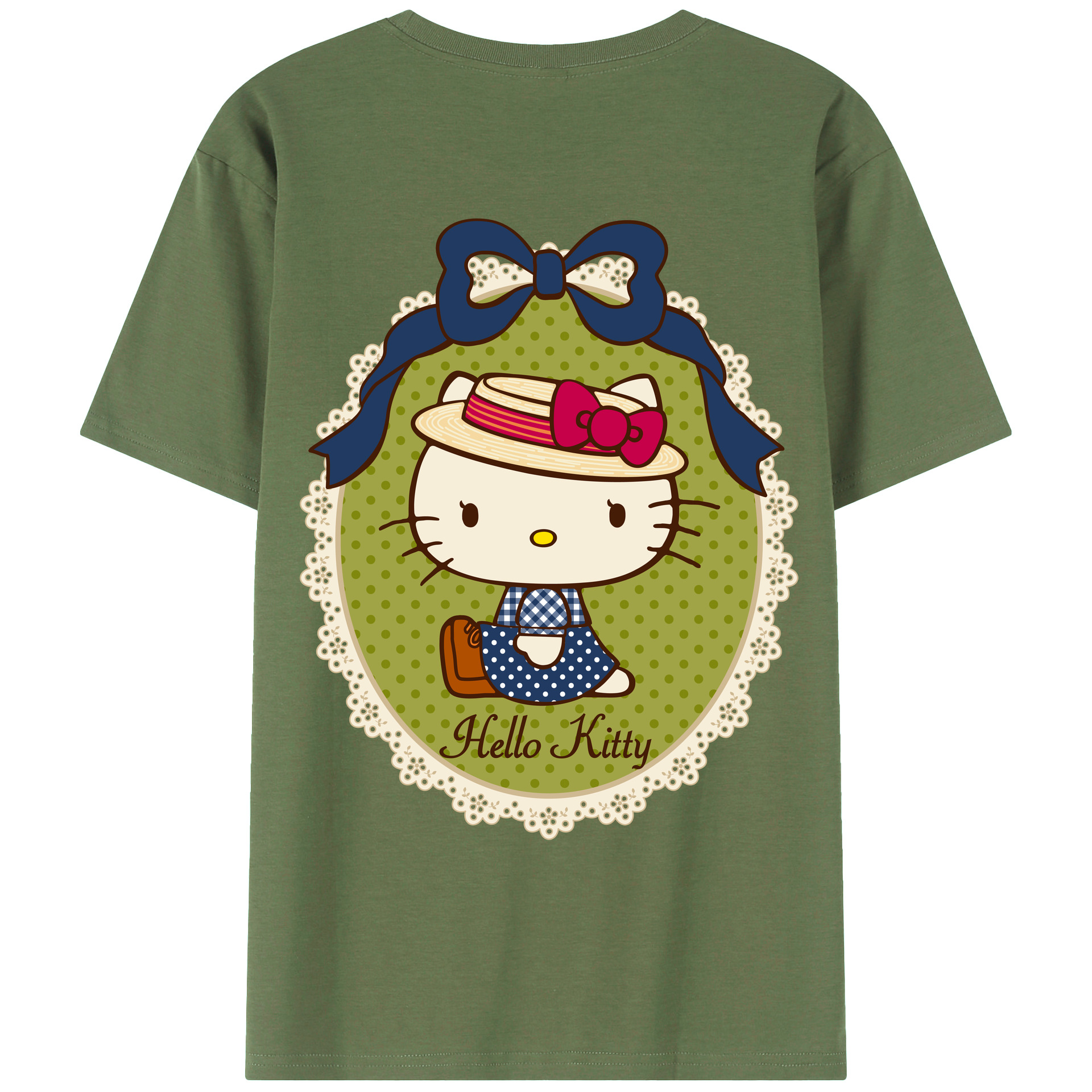 （画像用） Hello Kitty ハローキティ 綿100％ メンズ半袖Tシャツ（バックプリント） 通気性